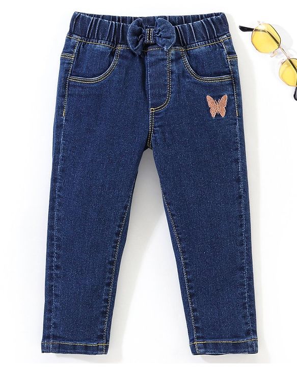 Babyhug Cotton Full Length Stretchable Denim Jeans - Blue