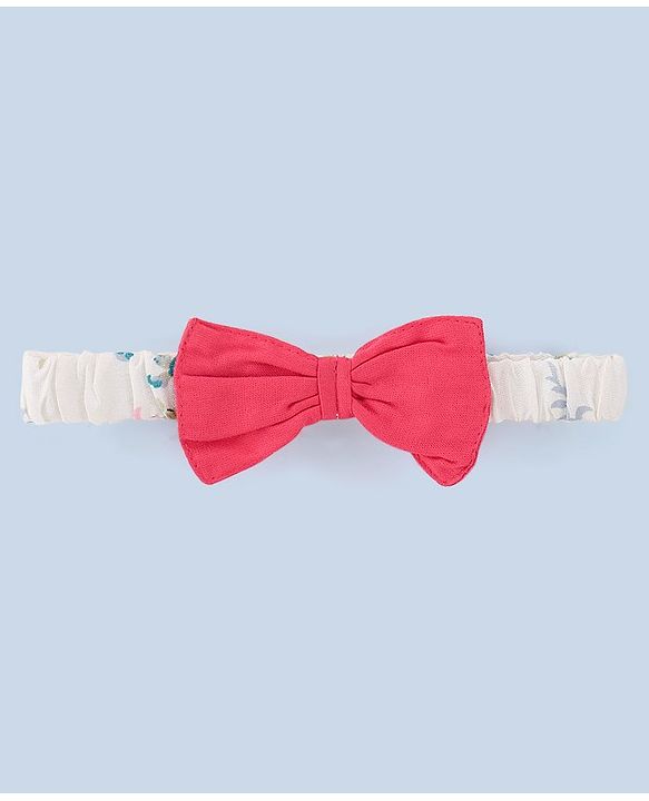 Babyhug Rayon Singlet Frock Floral with Headband - White