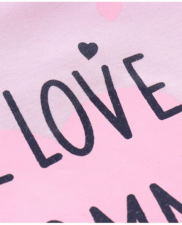 Babyhug 100% Cotton Half Sleeves Tee with I Love Mommy Print - Pink
