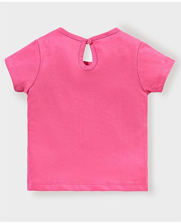 Babyhug Half Sleeves Tee with Bee Happy Print - Pink