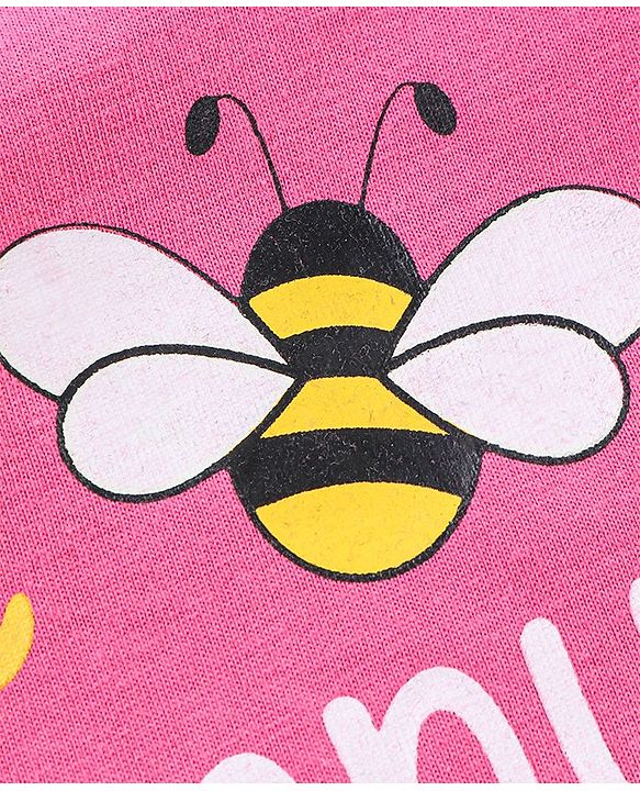 Babyhug Half Sleeves Tee with Bee Happy Print - Pink