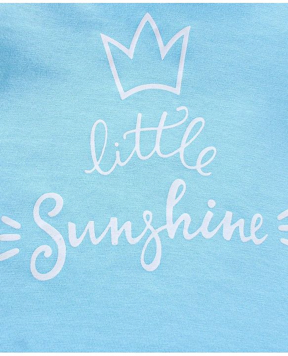 Babyhug 100% Cotton Half Sleeves Tee with Little Sunshine Print - Blue