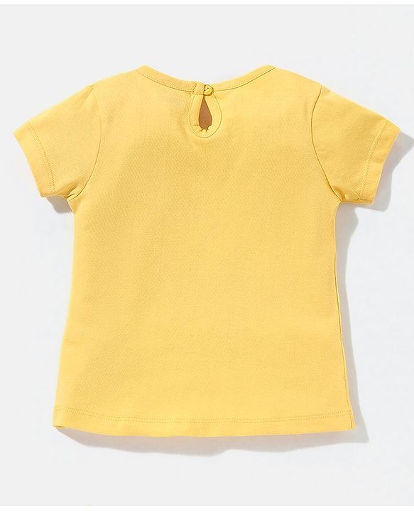 Babyhug 100% Cotton Knit Half Sleeves Top Koala Print - Yellow