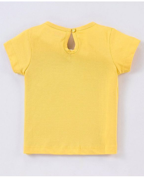 Babyhug Half Sleeves Tee with Family Squad Print - Yellow