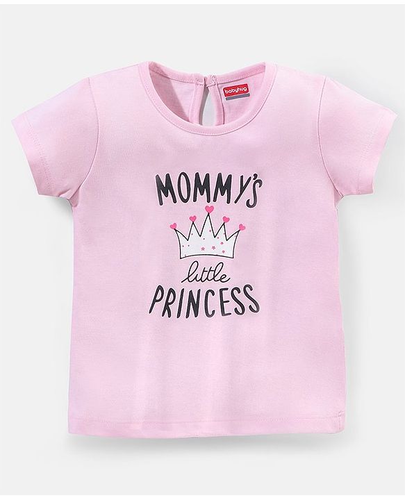 Babyhug 100% Cotton Half Sleeves Tee with Text Print - Pink