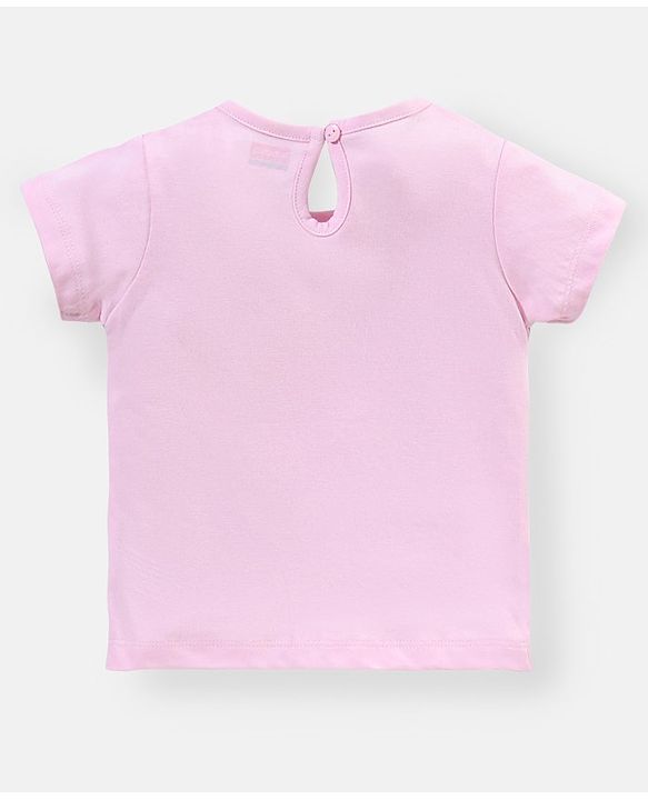 Babyhug 100% Cotton Half Sleeves Tee with Text Print - Pink