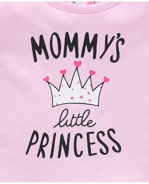 Babyhug 100% Cotton Half Sleeves Tee with Text Print - Pink