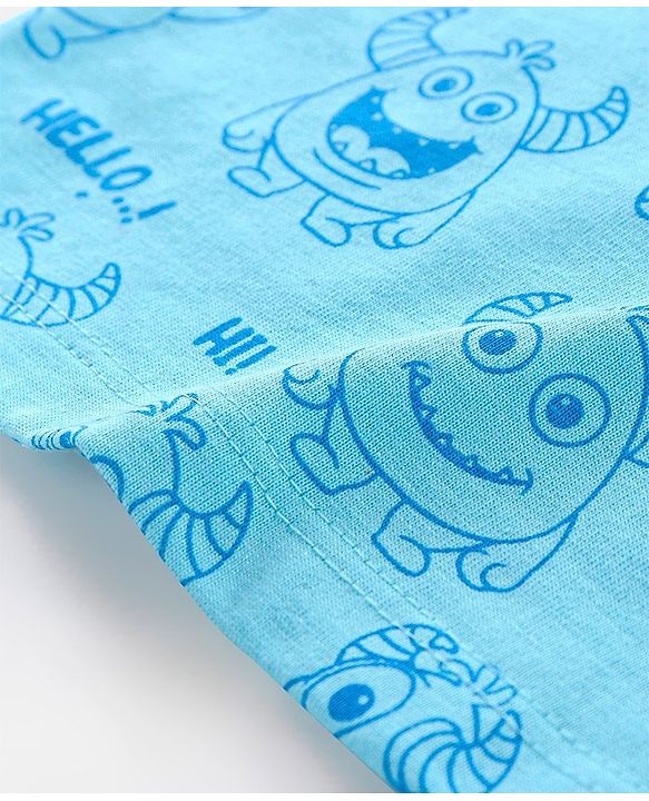 Babyhug Cotton Half Sleeves Striped & Monster Print T-Shirt Pack of 3 - Red & Blue