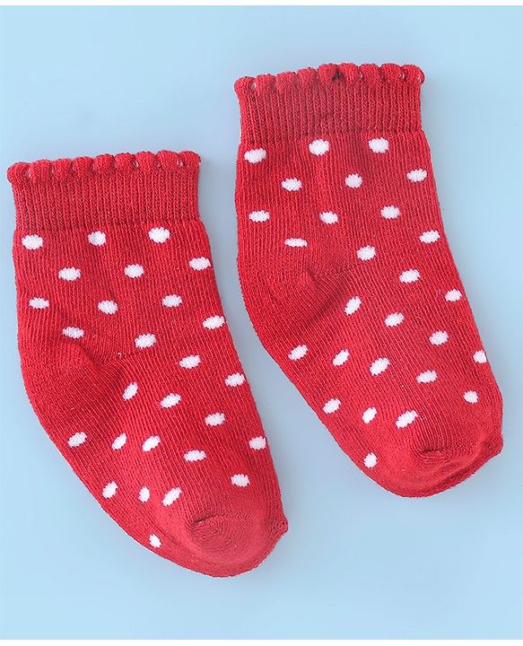 Cute Walk by Babyhug Anti Bacterial Ankle Length Strawberry Print Socks Pack of 3 - Pink White & Red