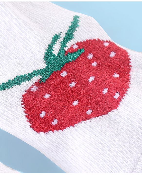 Cute Walk by Babyhug Anti Bacterial Ankle Length Strawberry Print Socks Pack of 3 - Pink White & Red