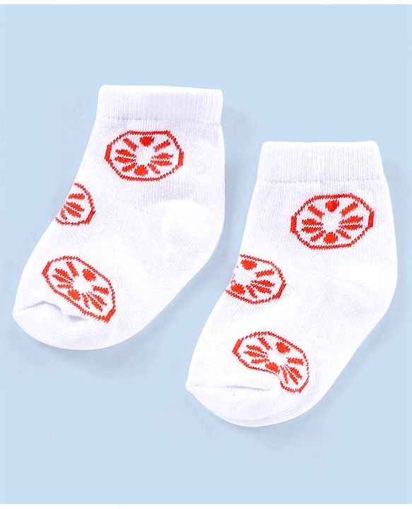 Cutewalk By Babyhug Anti Bacterial Ankle Length Socks Striped & Lemon Design Pack Of 3- Orange & White