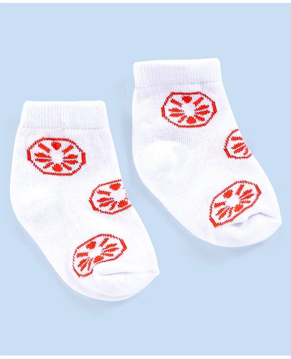 Cutewalk By Babyhug Anti Bacterial Ankle Length Socks Striped & Lemon Design Pack Of 3- Orange & White