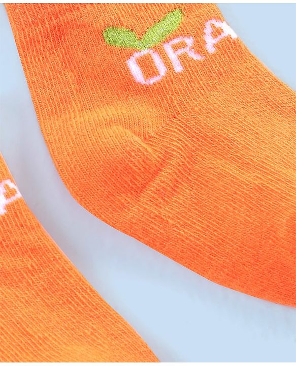 Cutewalk By Babyhug Anti Bacterial Ankle Length Socks Striped & Lemon Design Pack Of 3- Orange & White