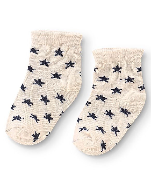 Cute Walk By Babyhug Anti Bacterial Ankle Length Socks Star Design Pack Of 3 - Multicolour