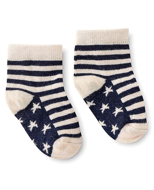 Cute Walk By Babyhug Anti Bacterial Ankle Length Socks Star Design Pack Of 3 - Multicolour