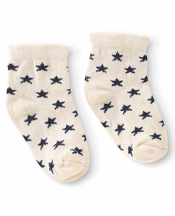 Cute Walk By Babyhug Anti Bacterial Ankle Length Socks Star Design Pack Of 3 - Multicolour