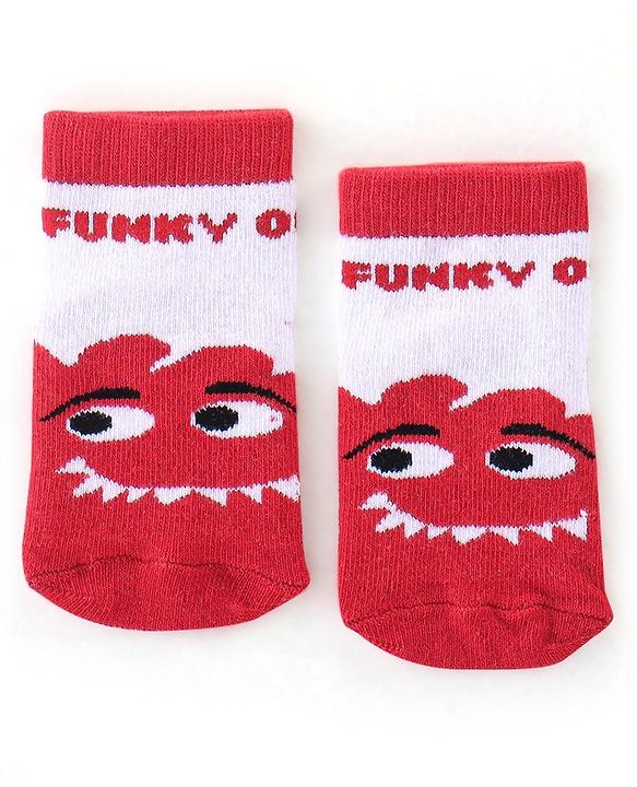 Cute Walk by Babyhug Non Terry Anti Bacterial Ankle Length Monster Design Socks Pack of 3 - Red Blue & Green