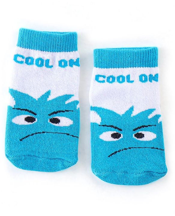 Cute Walk by Babyhug Non Terry Anti Bacterial Ankle Length Monster Design Socks Pack of 3 - Red Blue & Green