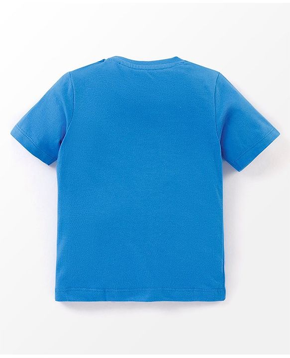 Babyhug 100% Cotton Half Sleeves T-Shirt And Shorts Tiger & Monkey Print - Blue