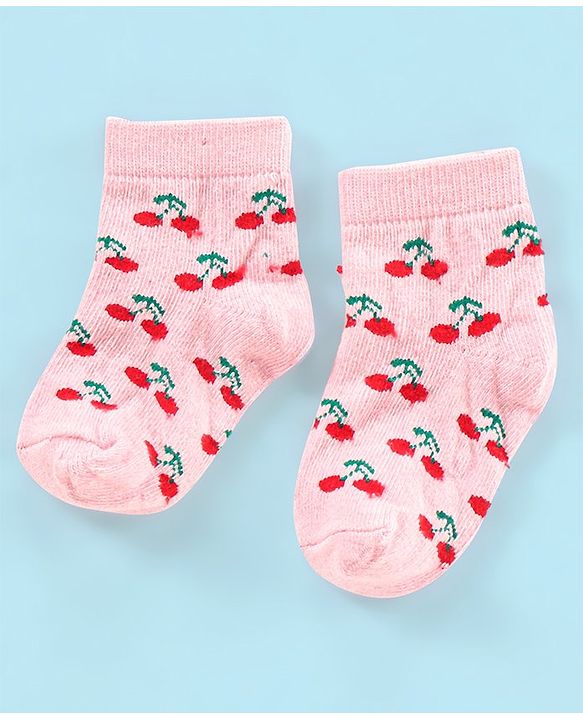 Cutewalk By Babyhug Anti Bacterial Ankle Length Watermelon Design Socks Pack Of 7 - Blue Yellow & Pink