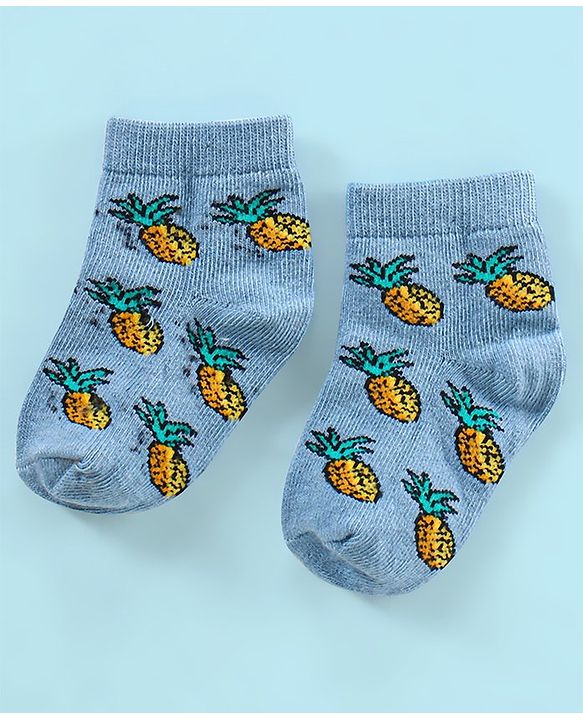 Cutewalk By Babyhug Anti Bacterial Ankle Length Watermelon Design Socks Pack Of 7 - Blue Yellow & Pink