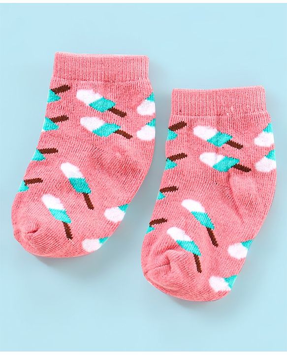 Cutewalk By Babyhug Anti Bacterial Ankle Length Watermelon Design Socks Pack Of 7 - Blue Yellow & Pink