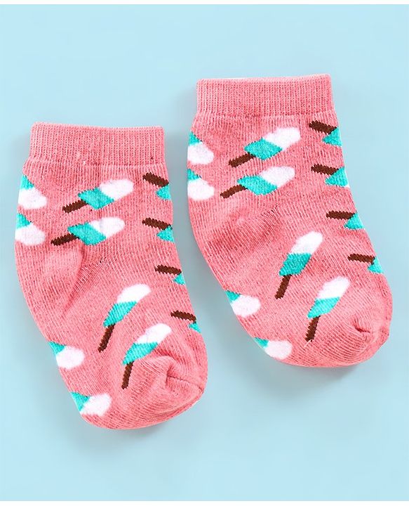 Cutewalk By Babyhug Anti Bacterial Ankle Length Watermelon Design Socks Pack Of 7 - Blue Yellow & Pink