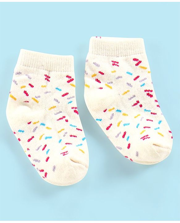 Cutewalk By Babyhug Anti Bacterial Ankle Length Watermelon Design Socks Pack Of 7 - Blue Yellow & Pink