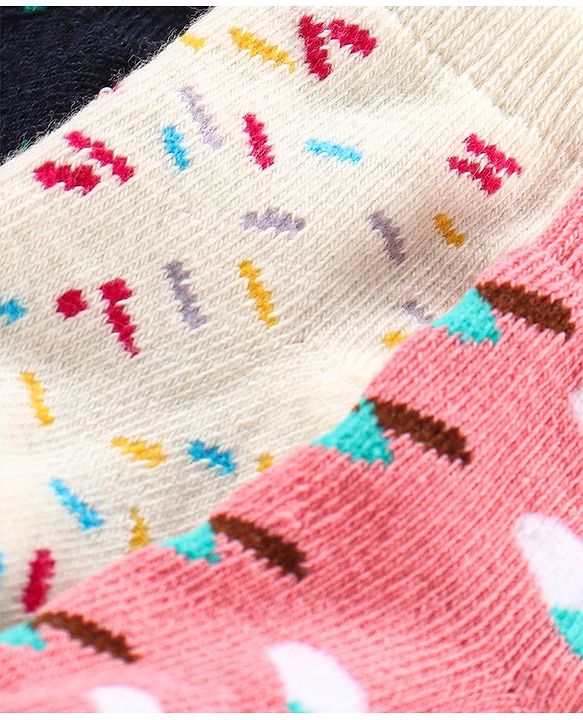 Cutewalk By Babyhug Anti Bacterial Ankle Length Watermelon Design Socks Pack Of 7 - Blue Yellow & Pink