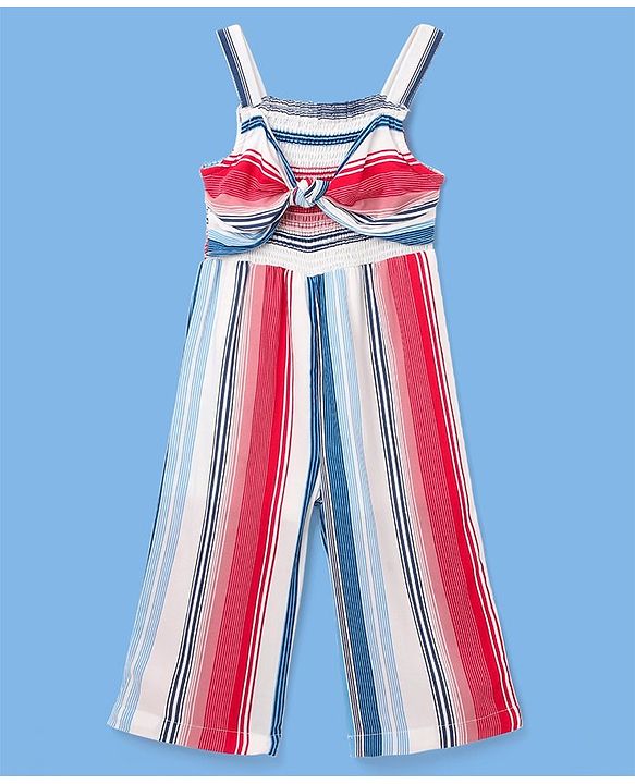 Babyhug Rayon Woven Sleeveless Striped Jumpsuit - Multicolor