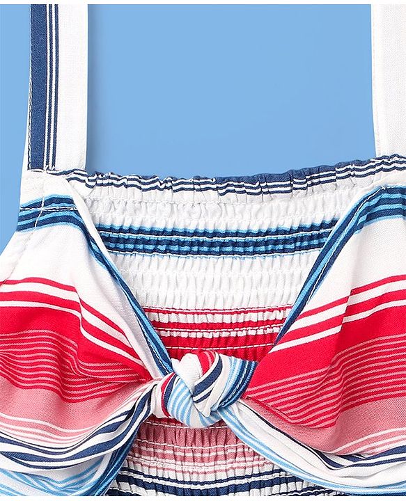 Babyhug Rayon Woven Sleeveless Striped Jumpsuit - Multicolor