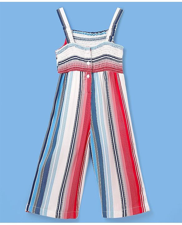 Babyhug Rayon Woven Sleeveless Striped Jumpsuit - Multicolor