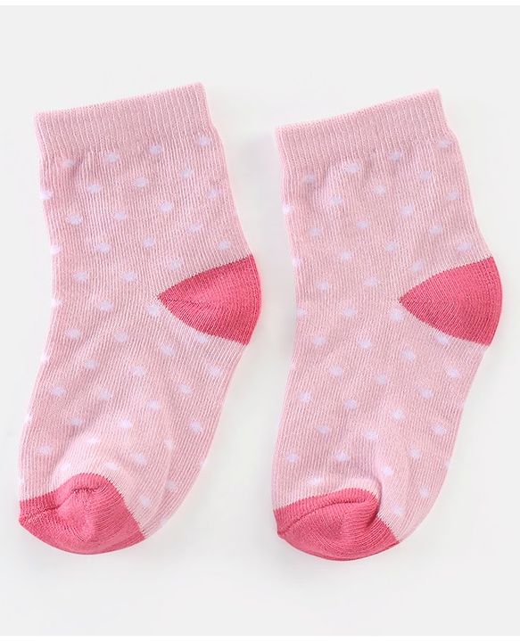 Cutewalk By Babyhug Anti Bacterial Ankle Length Socks Polka Dot Design Pack of 5- Pink Yellow & Blue