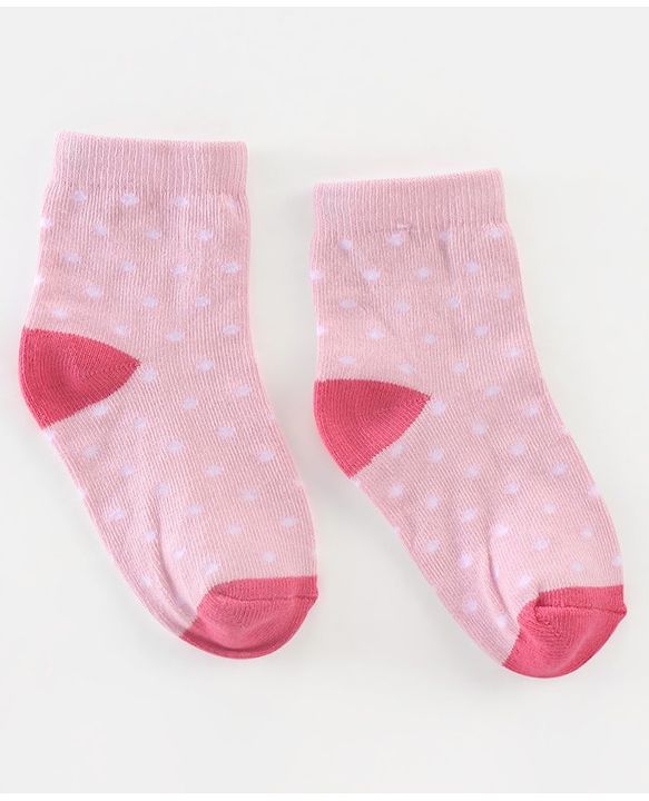 Cutewalk By Babyhug Anti Bacterial Ankle Length Socks Polka Dot Design Pack of 5- Pink Yellow & Blue