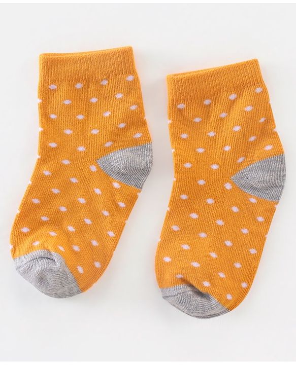 Cutewalk By Babyhug Anti Bacterial Ankle Length Socks Polka Dot Design Pack of 5- Pink Yellow & Blue
