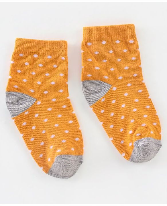 Cutewalk By Babyhug Anti Bacterial Ankle Length Socks Polka Dot Design Pack of 5- Pink Yellow & Blue