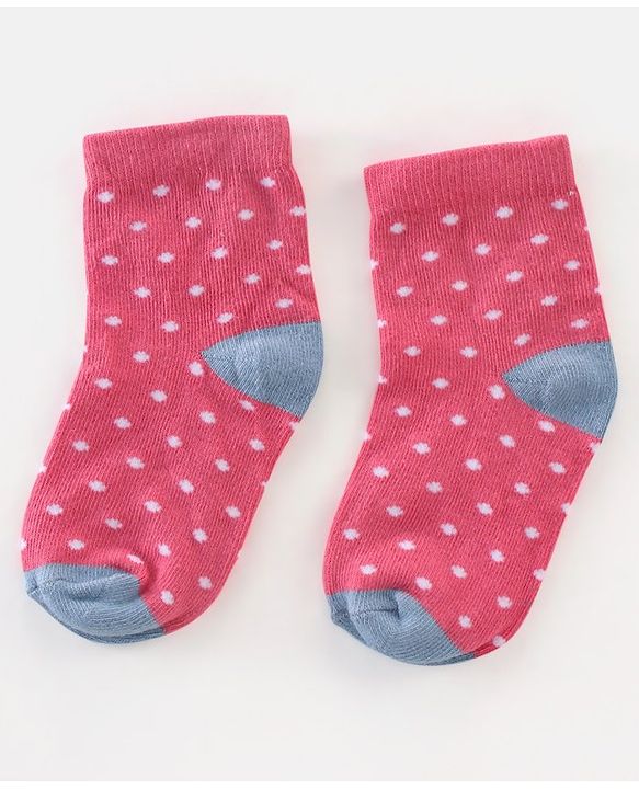 Cutewalk By Babyhug Anti Bacterial Ankle Length Socks Polka Dot Design Pack of 5- Pink Yellow & Blue