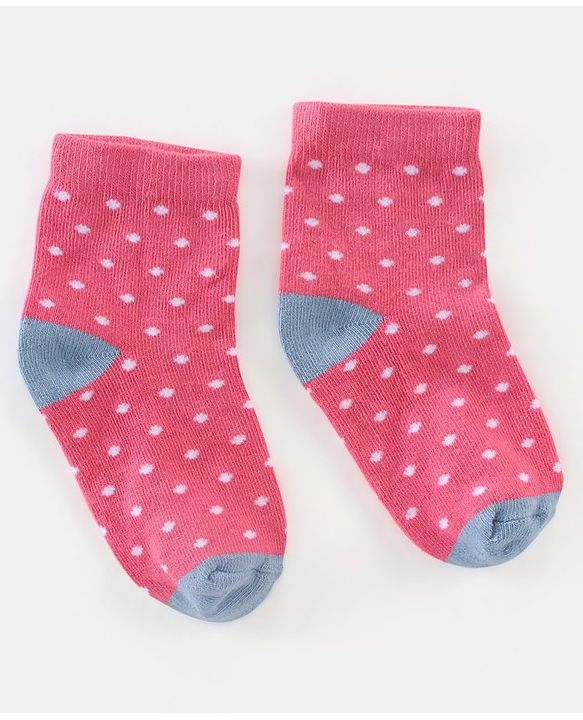 Cutewalk By Babyhug Anti Bacterial Ankle Length Socks Polka Dot Design Pack of 5- Pink Yellow & Blue