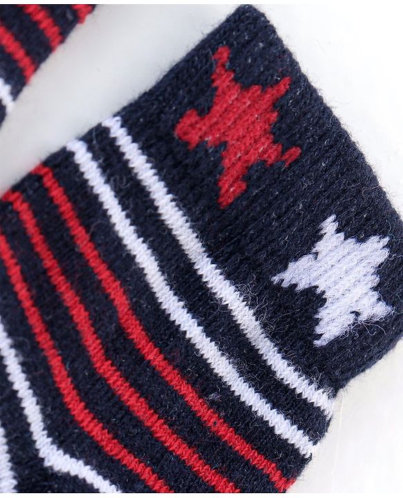 Cute Walk by Babyhug Non Terry Anti Bacterial Ankle Length Socks Stripes & Star Design Pack of 5 - Red Blue & White