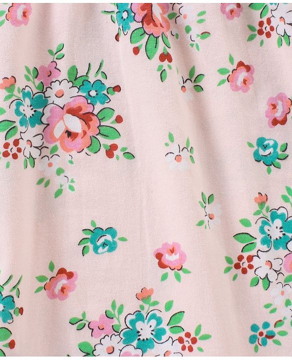 Babyhug 100% Cotton Knit Sleeveless Frock Floral Print - Pink