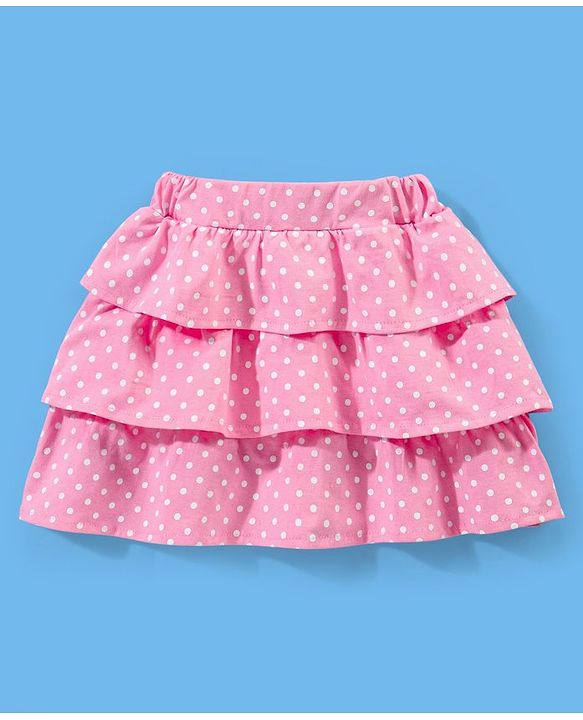 Babyhug 100% Cotton Full Sleeves Top & Skirt Bear Print - Blue & Pink