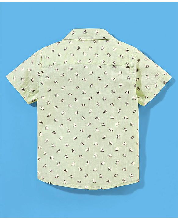 Babyhug 100% Cotton Half Sleeve Shirt Watermelon Print - Green