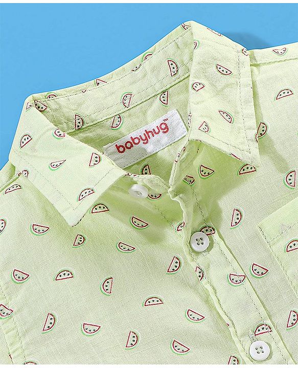 Babyhug 100% Cotton Half Sleeve Shirt Watermelon Print - Green
