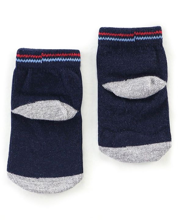 Cutewalk By Babyhug Antibacterial Ankle Length Socks Car & Stripes Design Pack Of 5- Navy Blue Red & Grey