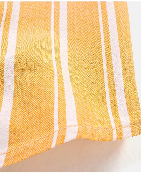 Babyhug 100% Cotton Half Sleeves Striped One Pocket Shirt - Yellow