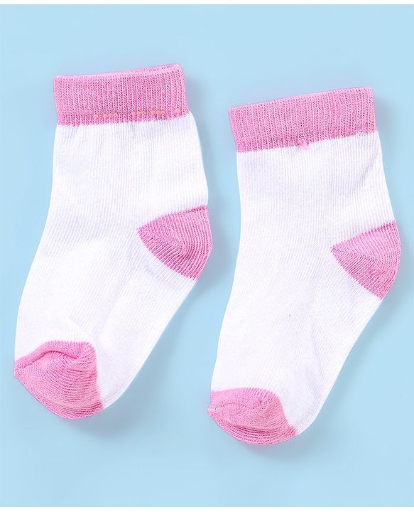 Cute Walk by Babyhug Non Terry Anti Bacterial Ankle Length Striped & Dots Design Socks Pack of 5 - White & Pink
