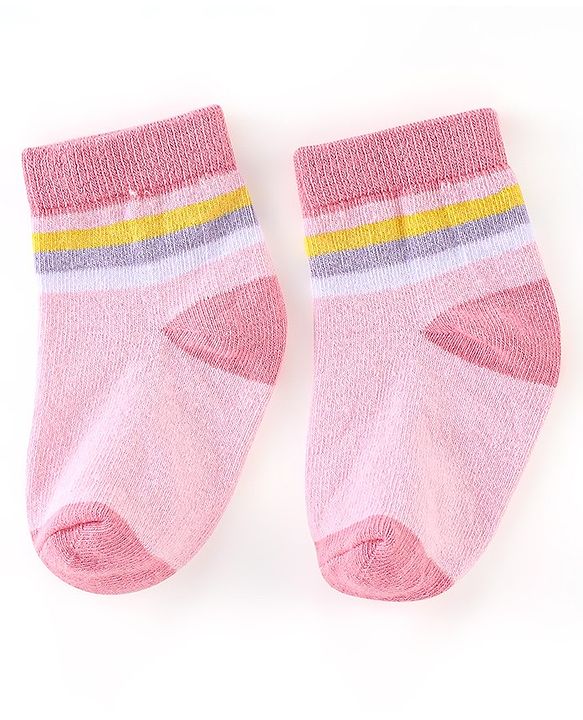 Cute Walk by Babyhug Non Terry Anti Bacterial Ankle Length Socks Unicorn Design Pack of 5 - Pink & White