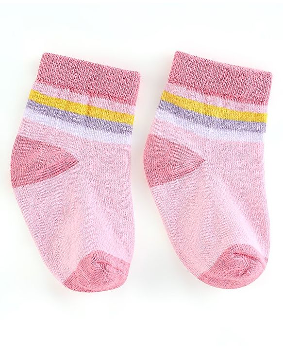 Cute Walk by Babyhug Non Terry Anti Bacterial Ankle Length Socks Unicorn Design Pack of 5 - Pink & White