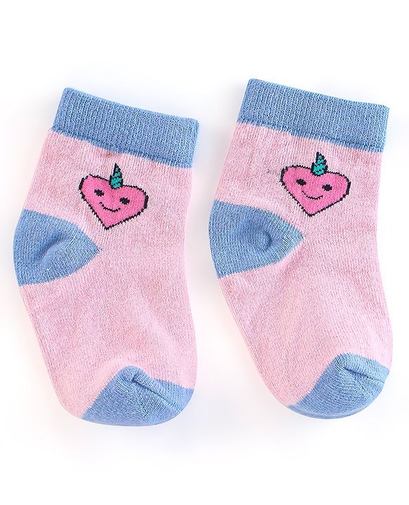 Cute Walk by Babyhug Non Terry Anti Bacterial Ankle Length Socks Unicorn Design Pack of 5 - Pink & White