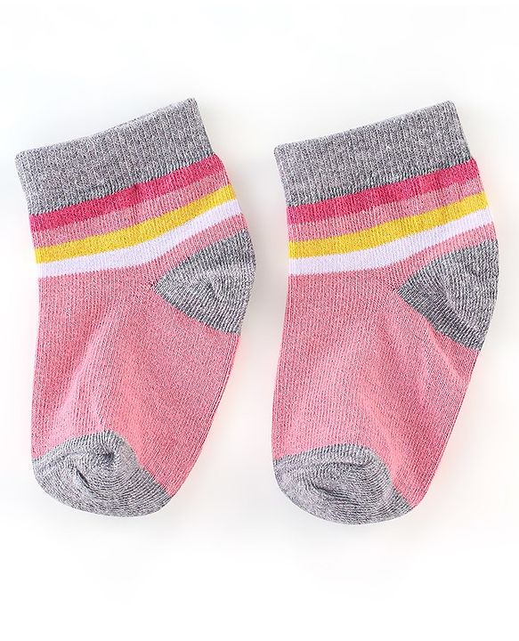 Cute Walk by Babyhug Non Terry Anti Bacterial Ankle Length Socks Unicorn Design Pack of 5 - Pink & White